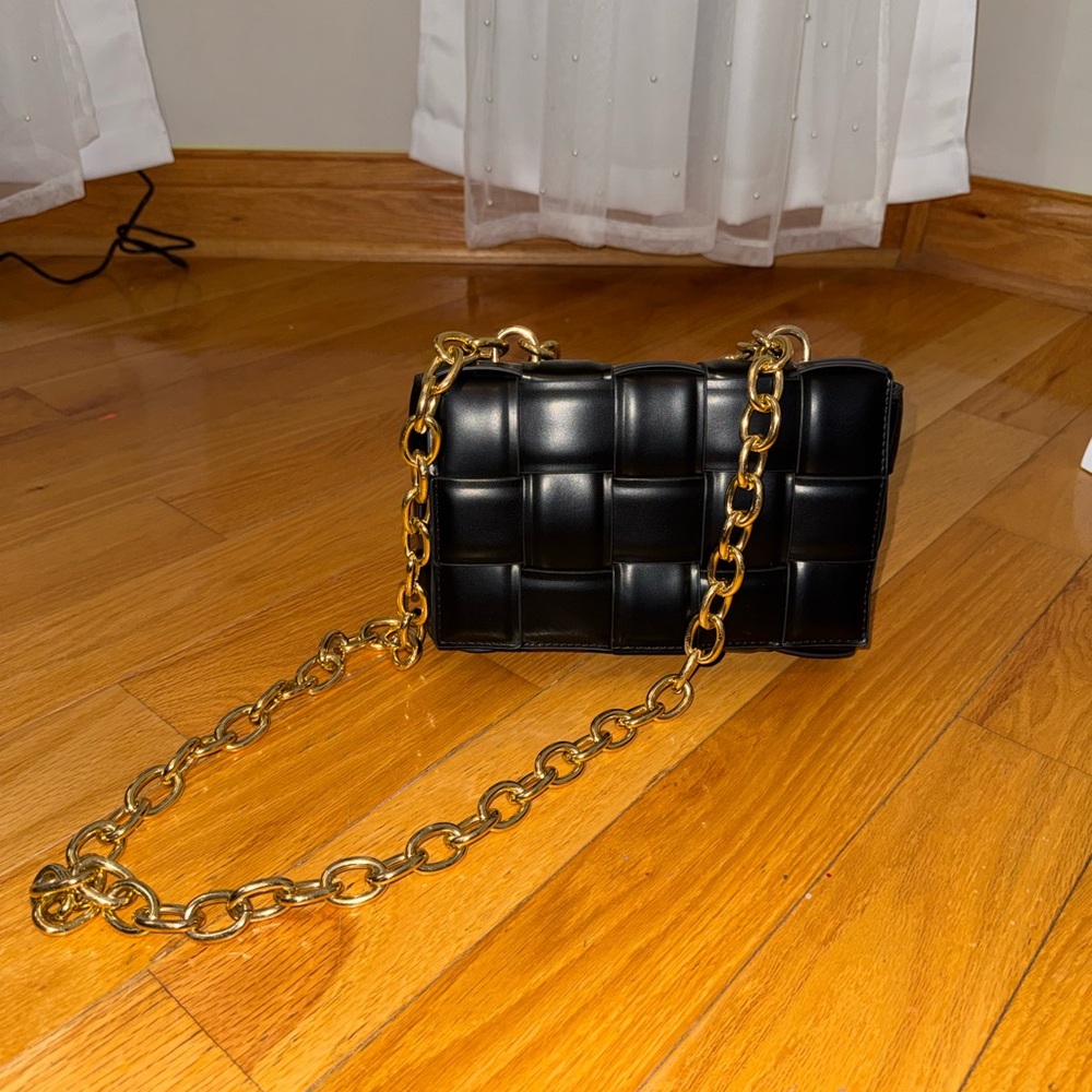 Nordstrom Black Crossbody Bag with Gold Chain